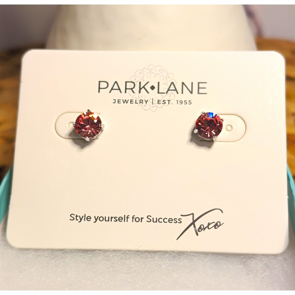 Park Lane Silver Tone Pink Crystal Stud Earrings Nickel-Free